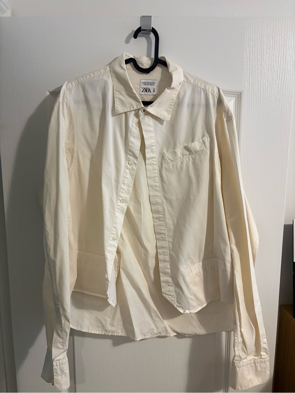 Zara Cream Collared Button-Front Shirt